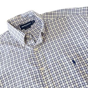Ralph Lauren Golf Mens Large Tilden Button Down Shirt Blue Yellow Check Cotton